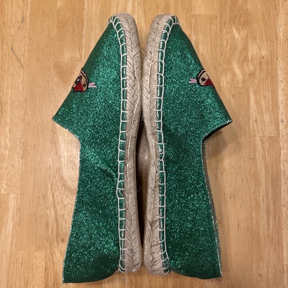 Kate Garey Green Sparkle Flat Espadrilles Snake‎ Shoe Reptile Costume 7.5 38 - Picture 5 of 9